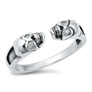 Sterling Silver Skulls Ring 5 mm 925 Fashion Band
